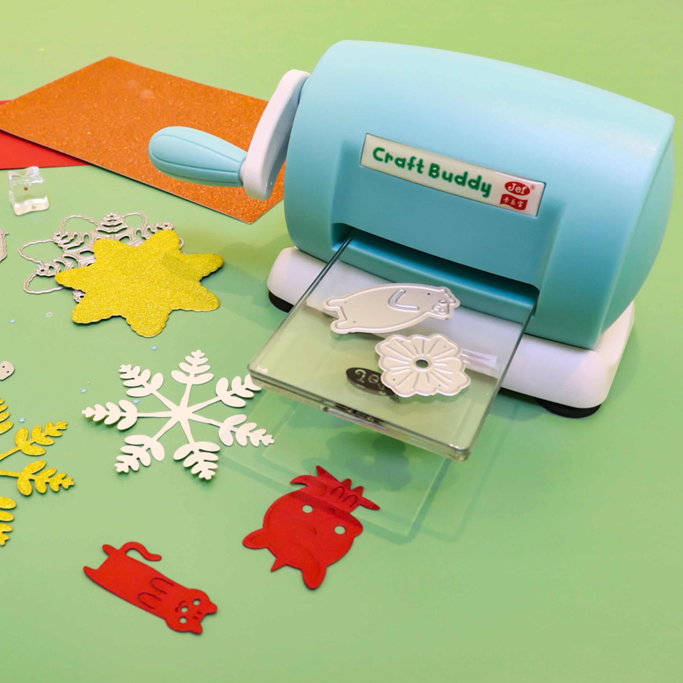 Briartw Die Cutting Machines and 2 Acrylic Plate for Crafting,Blue Diy Die Manual Embossing Machine Scrapbooking Cutter Dies Machine Paper Card Making Craft Tool