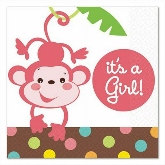 Fisher Price Hello Baby Jungle Animals Shower Party Paper Beverage Napkins GIRL