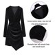 thumbnail image 3 of Vestido de fiesta de cóctel ajustado con pliegues y manga larga con cuello en V para mujer, 3 of 6