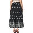 thumbnail image 3 of INSPIRE CHIC Boho Maxi Skirt for Women Ruffle Hem A Line Elastic High Waist Elegant Flowy Flared Long Skirts S Black, 3 of 5