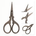 thumbnail image 3 of Unique Bargains 1 Pc Women Embossed Scissors Eyebrow Trimmer Scissors For Bathroom Stainless Steel Titanium Tone, 3 of 4