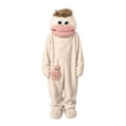 thumbnail image 2 of Funny Goofy Big Mouth Monster Fleece Onesie Pajamas Lightweight Cozy Home Loungewear Teen Adult One Piece Relax Jumpsuit (Only Set) Beige S, 2 of 5