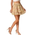 thumbnail image 4 of Falda mini skater floral con volante en capas y cintura elástica para mujer INSPIRE CHIC M Amarillo, 4 of 6