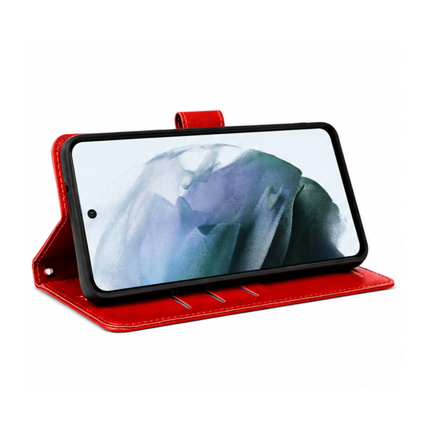 Leather Flip Case with Credit Card Holder for iPhone 17 Pro Max - Red