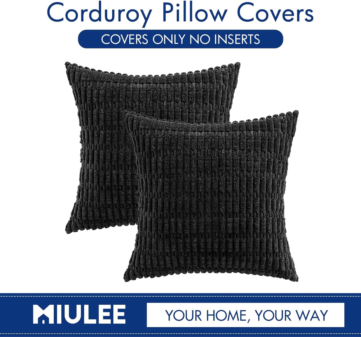 Wehilion Pack of 2 Corduroy Decorative Throw Pillow Covers Soft Boho Striped Pillow Covers Modern Farmhouse Christmas Home Decor for Sofa Living Room Couch Bed