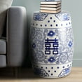 thumbnail image 3 of JONATHAN Y Double Happiness 18" Chinoiserie Ceramic Drum Garden Stool, Blue/White, 3 of 6