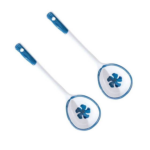 Dessert Spoons Ceramic Coffee Spoons Set of 2 Long Handle Stirring Spoons Ceramic Spoon for Dessert, Coffee, Ice Cream, Cereal