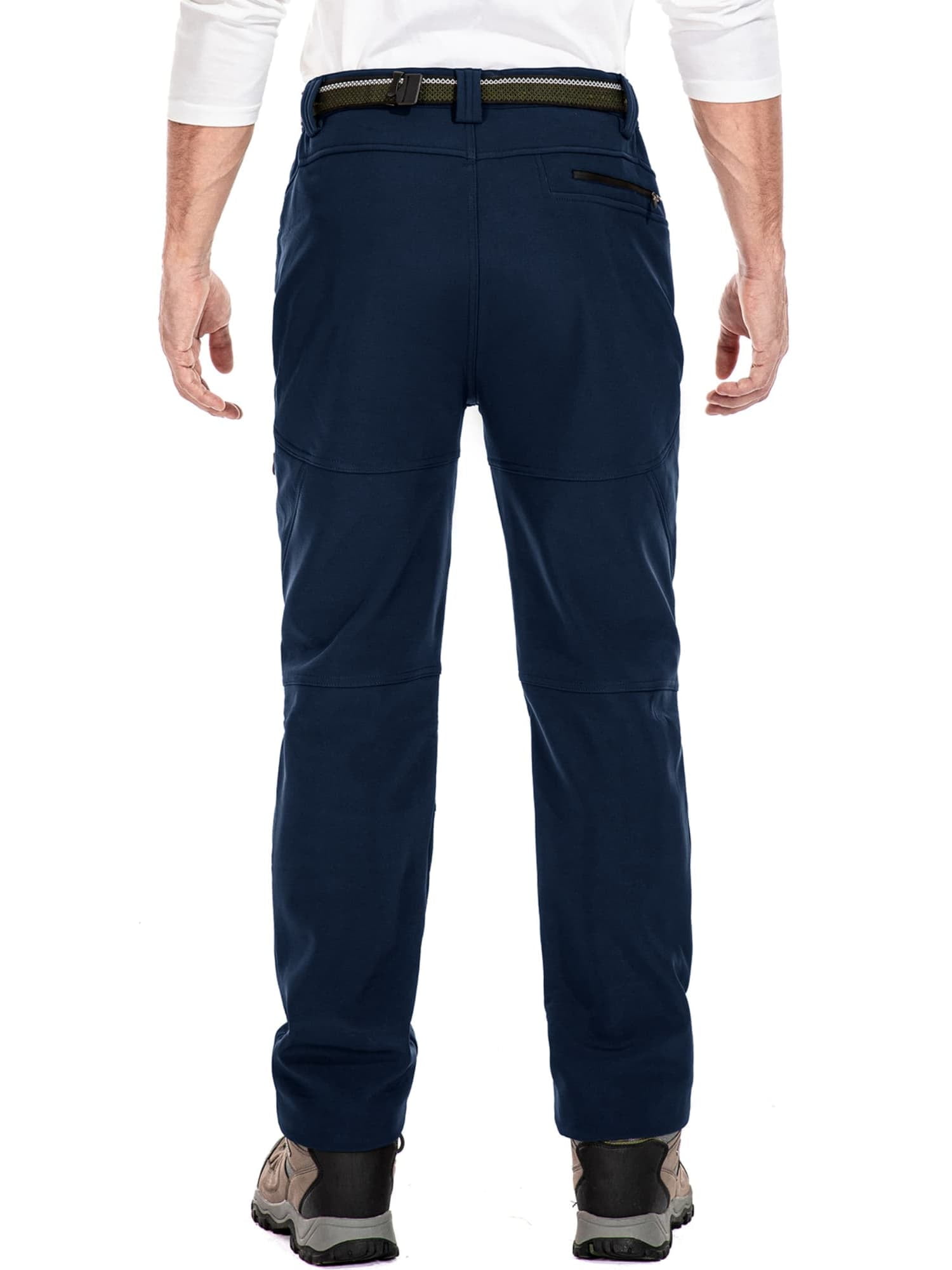 FEN AI Mens Fleece Lined Cargo Hiking Pants Windproof Warm Winter Pants for men Softshell Snow Skiing Trousers with 5 Zipper Pockets