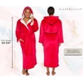 thumbnail image 3 of Silver Lilly Womens Sherpa Lined Fleece Robe with Hood - Full Length Warm Plush Luxury Bathrobe (Red, XX-Large), 3 of 6