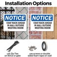 thumbnail image 3 of (2 Pack) Coat Rack Ahead In Hall Outside Meeting Room OSHA Notice Sign 24 Inch X 18 Inch Indoor / Outdoor Rust-Free Aluminum Metal Signs for Workplace, Workshop, and Construction Site,, 3 of 8