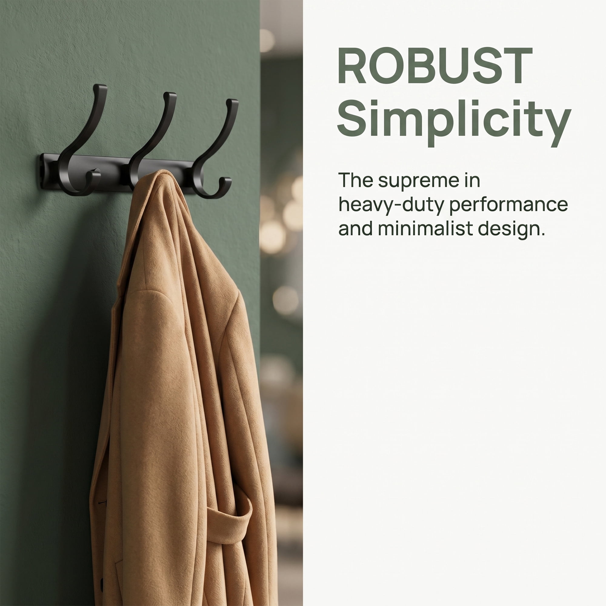 Unique Bargains Coat Rack Wall Mount,Hat Rack for Entryway and Bedroom Black 3 Hooks