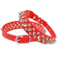 thumbnail image 2 of Spiked Studded Rivet Leather Dog Collar for Cats Puppy Small Medium PetsRedS 37*2.5CM, 2 of 8