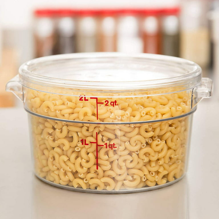 Choice 1 Qt. Translucent Round Polypropylene Food Storage Container and Lid  - 3/Pack