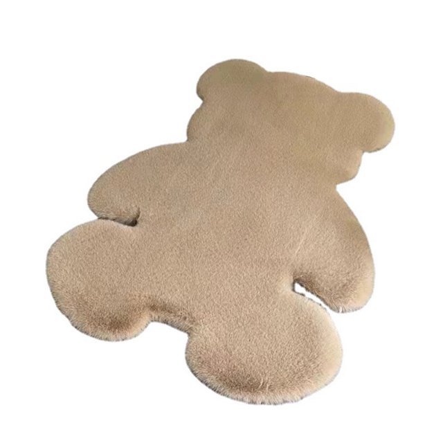 LOVEVER Bear Shaped Area Rug Cute Bedroom Rugs Soft Fluffy Faux Fur Rug Fuzzy Shaggy Rug Carpet for Kids Teen Girls Room Floor Sofa Living Room