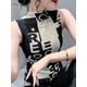 thumbnail image 2 of Winsleter - Camiseta sin mangas con letras de primavera y otoño, camisetas de una pieza de malla con cuello alto y media manga para mujer, camisetas sin mangas ajustadas para mujer, verano T31618X, 2 of 5