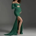 thumbnail image 2 of ASFGIMUJ Women Pregnants Photography Props Off Shoulders V Neck Long Maternity Dress Green M, 2 of 6