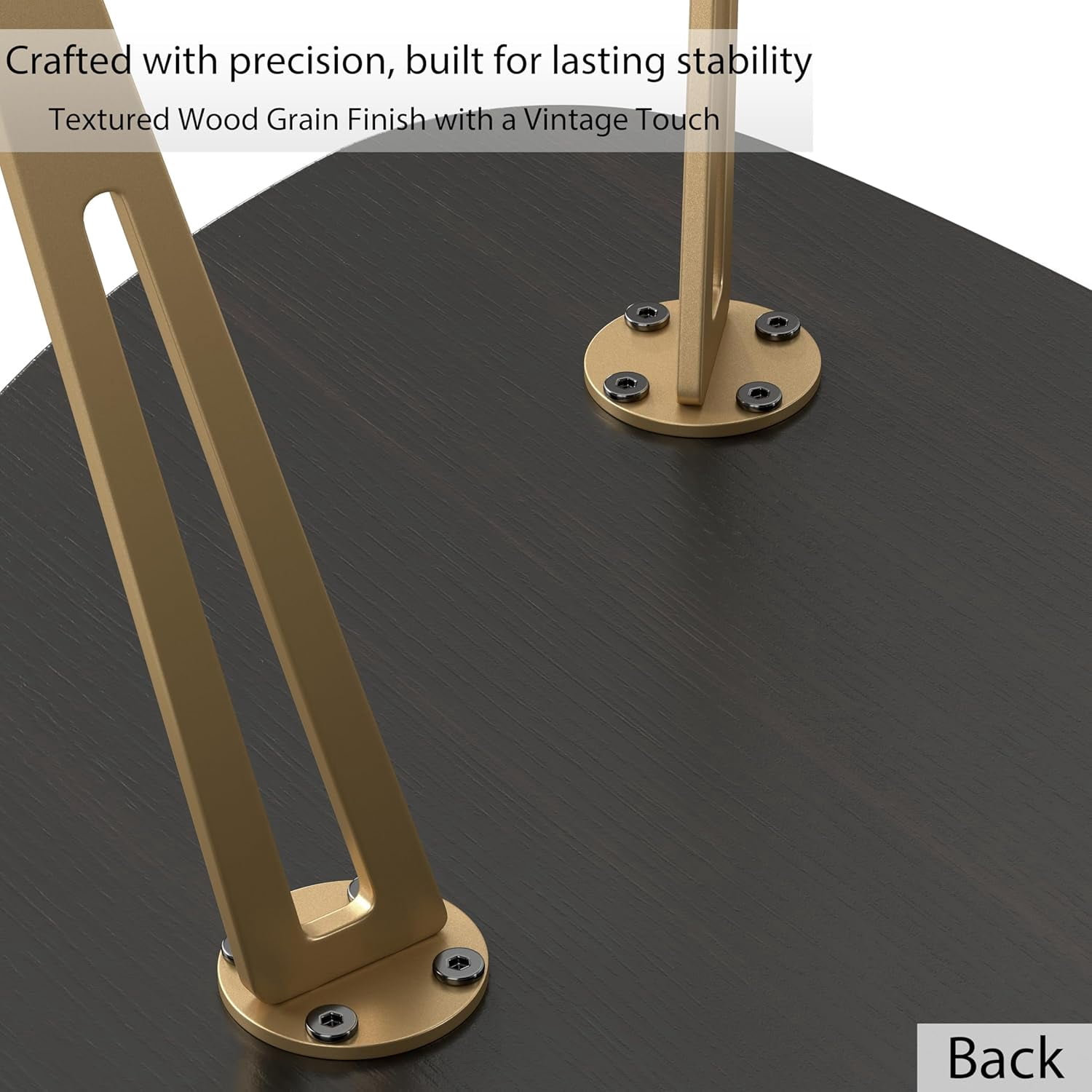 Manxile Tirangle Coffee Table with Golden Metal Legs, Modern Small Oval Coffee Table for Home Office, Black Brown Pattern