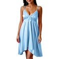 thumbnail image 3 of Lightweight Nightgowns for Women Zaewscy Women's Casual Summer Short-style Lace Knee-length Nightgown With Bow Decoration Sky Blue Free Size, 3 of 9
