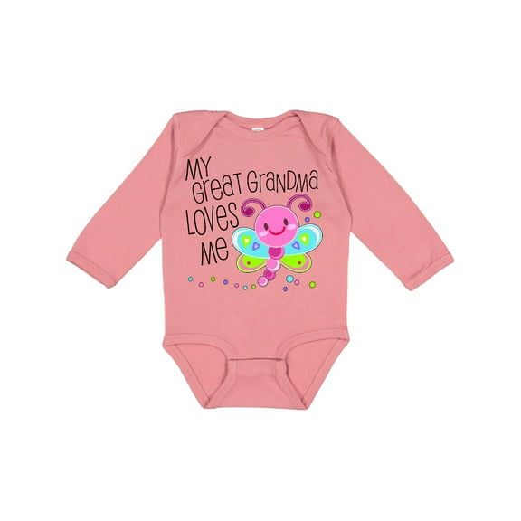 Inktastic My Great Grandma Loves Me Cute Dragonfly Boys or Girls Long Sleeve Baby Bodysuit