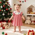 thumbnail image 5 of UAYOTSE Baby Toddler Girls Short Sleeve Gingham Christmas Dress 12 18 Months 2T 3T 4T Embroidered Festive Pattern Casual Holiday Outfit, 5 of 9