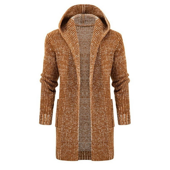 Herrnalise Fashion Leisure Autumn And Winter Hooded Cardigan Wool Line Button Coat Men Khaki