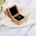 thumbnail image 4 of Wooden Ring Box Engagement Ring Holder Box with Double Slot Small Wood Ring Jewelry Box for Engagement Proposal Rustic Jewelry Gift Storage 2.2x2.2x1.5inch DIY, 4 of 9