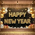 thumbnail image 6 of Gold Glitter Happy New Year Banner Star Pattern New Year Banner Balloon Decoration Gift Box Design Holiday Banner for New Year Party Holiday Celebration Indoor Decoration, 6 of 9