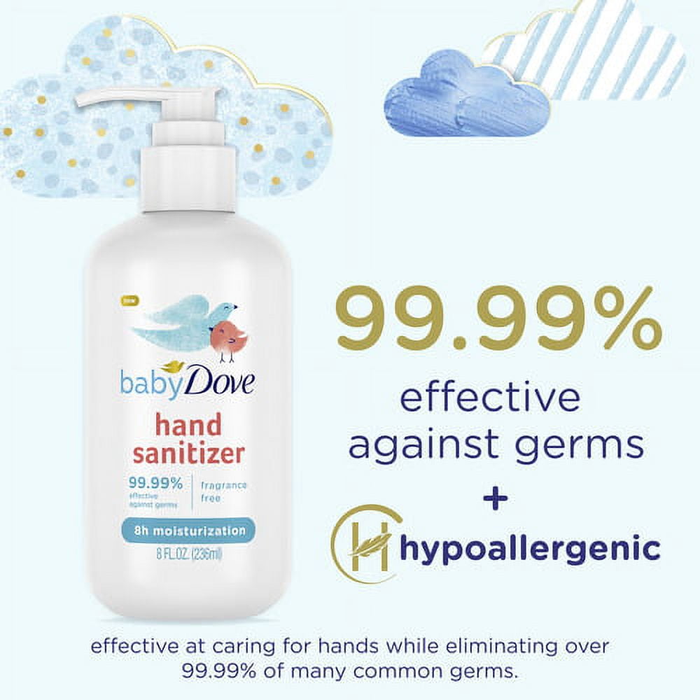 Baby Dove Antibacterial Hand Sanitizer Gel, Fragrance Free, 8 oz