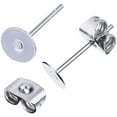 thumbnail image 3 of 1200 PCS 8MM Hypoallergenic Stainless Steel Earrings Posts Flat Pad Blank Earring Pin Studs with Butterfly Earring Backs and Silicone Bullet Earring Backs for Jewelry Making Findings, 3 of 5