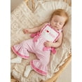 thumbnail image 4 of BemeyourBBs Toddler Baby Girls Summer Clothes Infant Baby Girl Fathers Day Outfit Romper Overalls Sleeveless I Love Dad Letter Heart Embroidery Stripe One Piece Jumpsuit Overalls Bell Bottom, 4 of 9