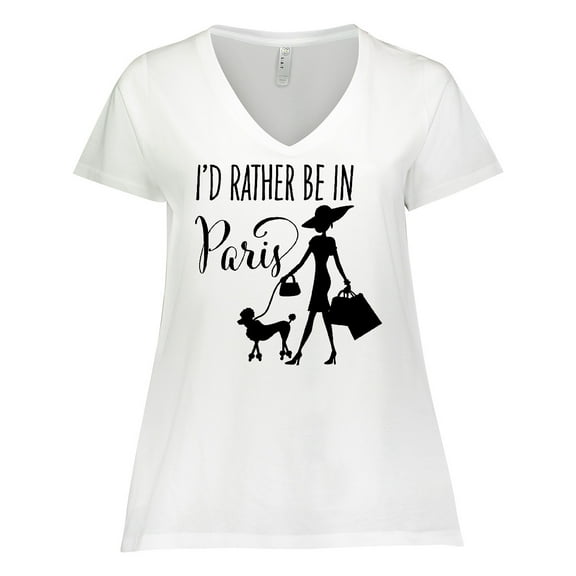 Inktastic I'd Rather Be in Paris- shopping and travel Women's Plus Size V-Neck T-Shirt