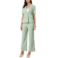 thumbnail image 2 of Conjunto de traje de oficina para mujeres INSPIRE CHIC, blazer de manga corta con un botón y pantalones de traje XL en verde guisante, 2 of 6