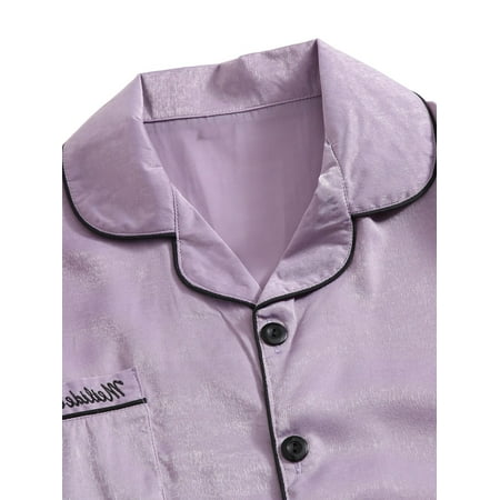 

Womens Pajama Sets Button Front Lapel Sleepwear Mauve Purple S