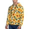 thumbnail image 3 of Wukai Green Leaf Sunflower Print Men Hoodies Fleece Sweatshirts Long Sleeve Sweaters Pullover Fall Outfits Winter Clothes-Large, 3 of 7