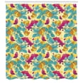 thumbnail image 3 of Colorful Shower Curtain, Summer Season Abstract Leaf and Butterflies with Flowering Branches Lively Nature, Fabric Bathroom Set with Hooks, 69W X 84L Inches Extra Long, Multicolor, by Ambesonne, 3 of 3