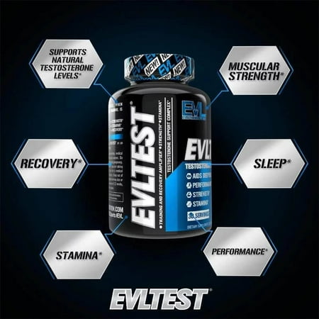 EVL Complete Testosterone Booster for Men - Post Workout Recovery Testosterone Supplement with DIM Plus D Aspartic Acid and Tribulus - EVLTest Estrogen Blocker for Men Post Workout Supplement
