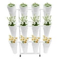 thumbnail image 3 of White / Black Flower Display Stand with 12pcs Bucket,4 Wheels Plant Stand,41.34in Tall Flower Cart 3 Tier Flower Shelf for Florist Garden Patio, 3 of 28