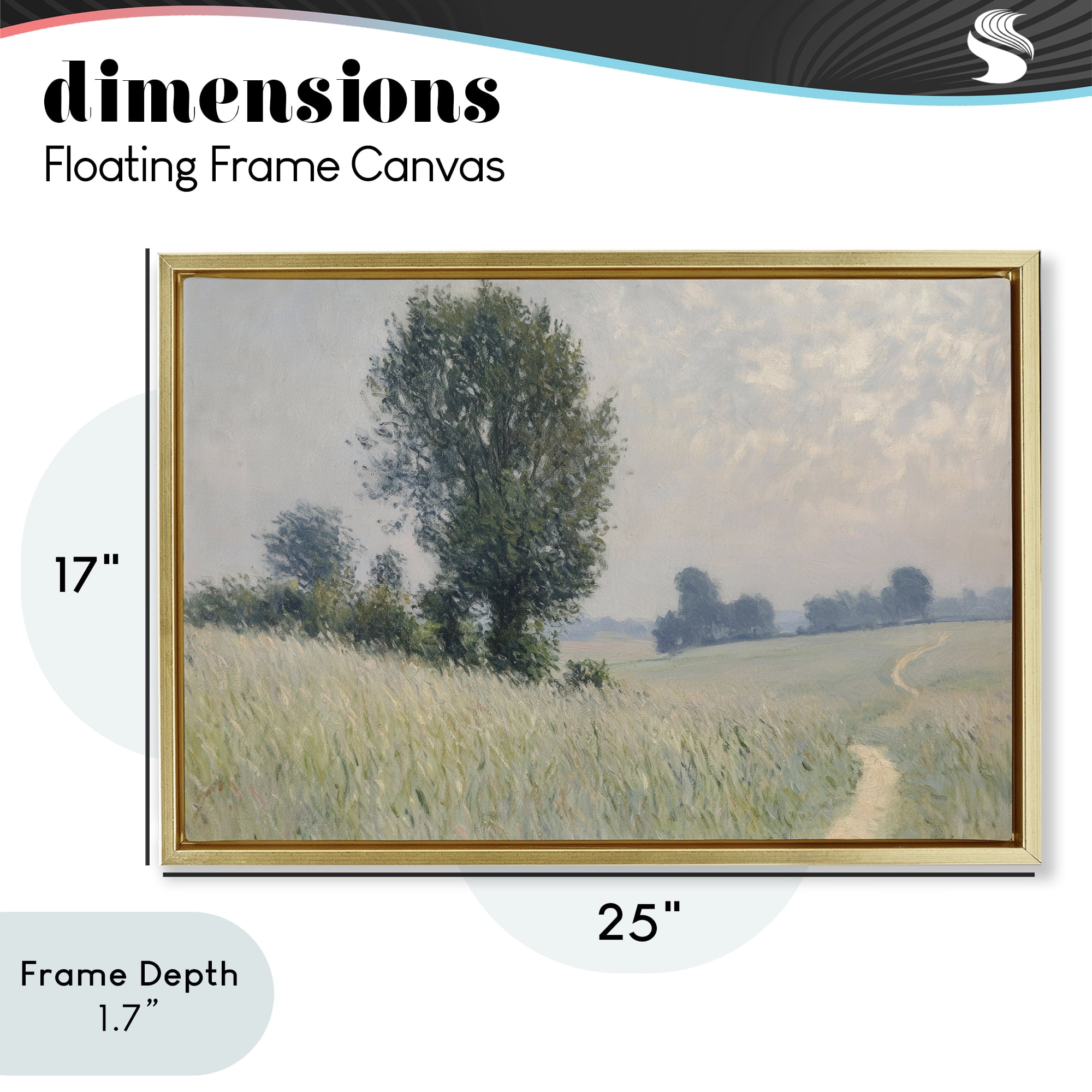 Stupell Industries Tall Grass Path Through Meadow Gold Framed Floater Canvas Wall Art, design by Petal Prints Design