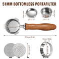 51mm Bottomless Portafilter, Professional Espresso Portafilter with ...