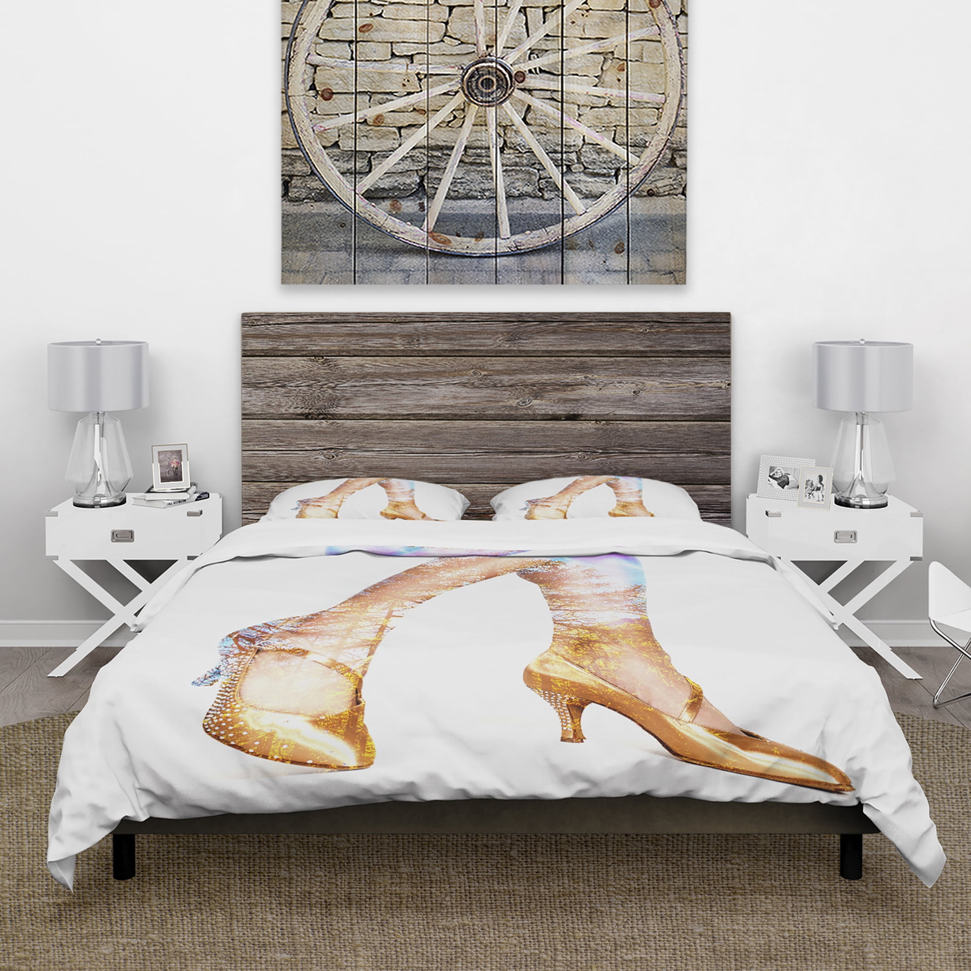 Designart 'Dancer Legs and Treescape Double Exposure' Portrait Duvet Cover Set