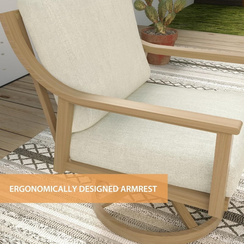 3-Piece Patio Bistro Set, All-Weather Aluminum Outdoor Conversation Set Includes 1 Side Table and 2 Cushioned Swivel Rocker Chairs