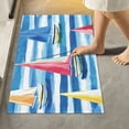 thumbnail image 2 of Yayeee Bath Rug for Bathroom Floor Non Slip Contour Fluffy Soft Absorbent Mat, 20"x24", Green Sailboats, 2 of 7