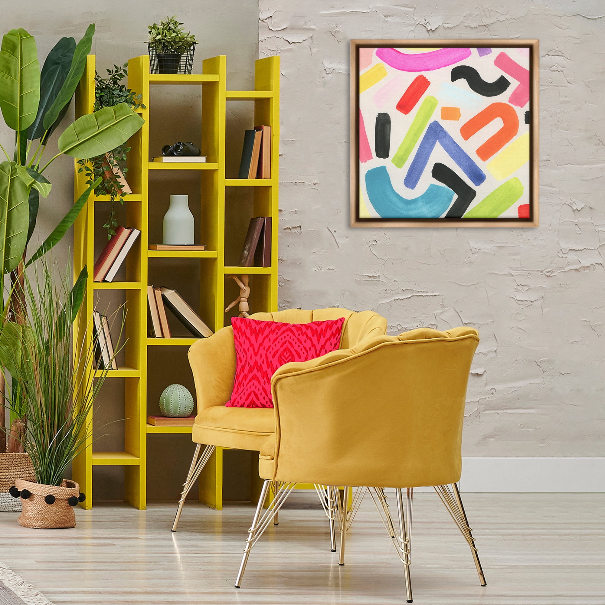 Stupell Industries Modern Squiggle Shapes Abstract Painting Brown Floater Framed Canvas Art Print Wall Art, 25 x 25