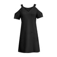 thumbnail image 4 of HAPIMO Summer Above Knee Eyelet Dress for Women Sale Floral Print Boho Beach Fit Cold Shoulder Sleeve Scoop Neck Sundress for Girls Elegant Leisure Relaxed Holiday Black XXL, 4 of 6