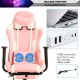 thumbnail image 2 of Gaming Chair Ergonomic Computer Chair with Footrest, Massage Lumbar Support, High Back PU Leather Adjustable Swivel Reclining Chair for Adults(Pink), 2 of 8