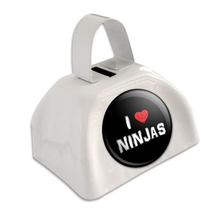 I Love Ninjas Stylish White Cowbell Cow Bell