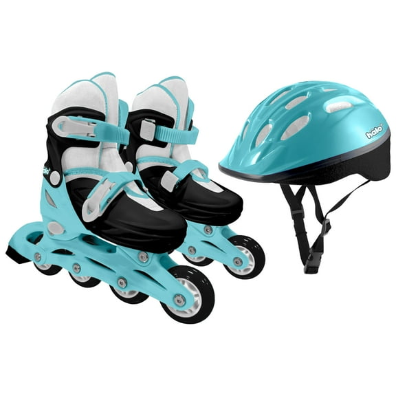 HALO Rise Above Jr. 3-Piece Adjustable Inline Skates Combo Set - Teal - Skates and Helmet- Junior Sizes 3-6