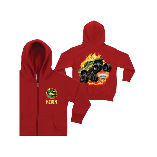 Personalized Monster Jam Dragon Boys' Red Zip-Up Hoodie - Walmart.com