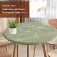 thumbnail image 3 of Sage Green Round Tablecloth 45-54 Inch Round Fitted Table Cloth with Elastic Edge, Minimalist Abstract Modern White Art Waterproof Table Cover Protector for Outdoor Picnic Party Dining, 3 of 6
