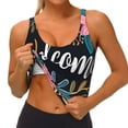 thumbnail image 3 of Balery Floral Welcome Sign Pattern Racerback Sports Bras for Women - Padded Seamless High Impact Support for Yoga Gym Workout Fitness-X-Large, 3 of 8